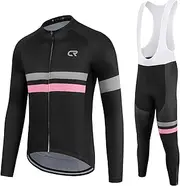 [Coconut Ropamo] Winter Cycling Jersey Sets Thermal Fleece Bike Jersey + Bib Pants, Cycling Clothing Set for Men