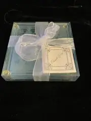Kate Aspen Set Of (4) Glass 3.5”x3.5” Coasters “snow flake”