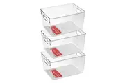 3x Boxsweden Crystal Plastic Storage Container 28cm LRG Fridge Pantry Organiser