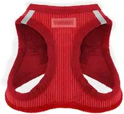 Voyager Step-in Plush Dog Harness – Soft Plush, Step in Vest Harness for Small and Medium Dogs – by Best Pet Supplies - Red Corduroy, Medium (Chest: 16" - 18")