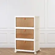 Stackable Plastic Storage Bins with Lid Foldable Magnetic Doors &Lockable Wheels