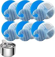 Homtyler Stainless Steel Cat Water Fountain Filters 6 Pack Cat Fountain Filter Replacement, 3 Triple Filtration System, Activated Carbon Filters for 67oz/2L Automatic Pet Fountain Filter, RCWFF6
