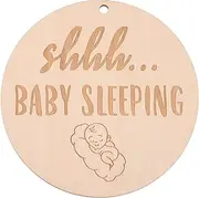 Yardwe Shhh Sleeping Wooden Hanging Sign Do Not Disturb Plaque for Decor Shower Nursery Neutral Style