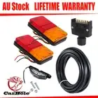 LED Trailer Tail Light Kit Pair Plug 8m 5Core Wire Caravan Ute 7 Pin Flat Set AU