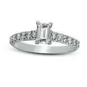 1.0 CT. T.W. Certified Emerald-Cut Natural Diamond Engagement Ring in Solid 14K White Gold (I/I1)