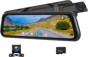 9.66in 4K Dual Lens Car DVR Mirror Dash Cam Recorder Rear GPS WIFI View Camera