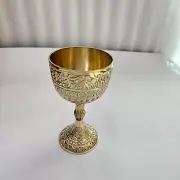 Handmade Brass Goblet Engraved Brass Design Embossed Wine Goblet