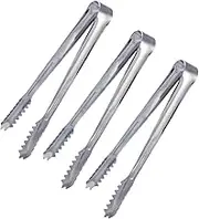 Cabilock 3pcs Stainless Steel Ice Tongs Skid Foods Clips for Sugar Cubes Appetizers More Kitchen Tool for Parties Cafes Bars Home Use