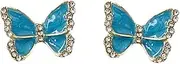 Miancheng 925 Sterling Silver Blue Butterfly Stud Earrings, Blue Butterfly Earrings for Women, Girls, Cubic Zirconia