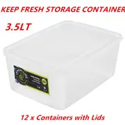 12 x 3.5L Rectangle Stack-able Plastic Food Storage Container Box Lid BPA Free Bulk W