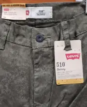 New Boys Levis 510 "Olive Haze" Print Green Camo Skinny Jeans, Sz 16R / 28 x 28