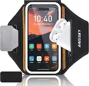 Kebrela Running Armband for iPhone 15/14/13 Pro/Plus & Galaxy S20/S10, 3D Design Cell Phone Armband with Earphone Pouch Card Slot & Key Pockets, Water Resistant Sports Phone Holder Up to 6.9" Devices