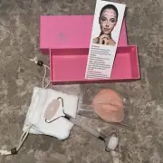 Rose Quartz Face Roller, Silicone Face Brush and Pouch New
