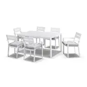 Capri 6 Seater Outdoor Aluminium Dining Setting with Santorini Chairs - Outdoor Aluminium Dining Settings