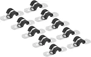 uxcell 0.39 inch/10mm Rigid Pipe Strap Clamp, 12 Pcs 304 Stainless Steel Two Hole U-shape Tube Clip Pipe Fasten Holder for Pipe Fixing