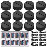 12 Pieces 3D Night LED Light Lamp Base 16 Colors Light Display (12 Pieces)