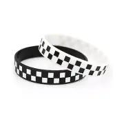 POYAMUSE Black White Silicone Bracelets for Women and Men - Checkered Rubber ...
