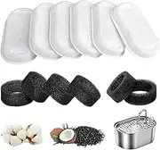 12Pcs Cat Water Fountain Filters,Pet Water Replacement Filter Including 6pcs Activated Carbon Filter and 6pcs Foam Sponge,Pet Water Dispenser Fountain Filter Replacement