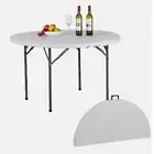 4ft Round Plastic Folding Table Portable Picnic Camping Table Indoor Outdoor