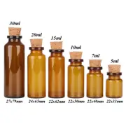 5ml 10ml 15ml 20ml 30ml Amber Glass Spice Bottle with Cork Lids 6 sizes U-pick