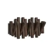 Umbra Picket Wall Hook 5 Flip Down Decorative Hooks Rail Coat Rack Hanger Walnut