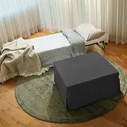 Ottoman Folding Guest Bed Sofa with Slipcover and Castors, London Dark Grey