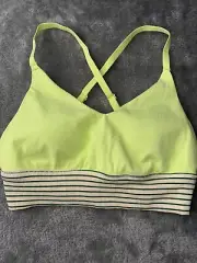 Offline by Aerie Sports Bra Womens Medium Sharp Green Nylon Stretch Ribbed Scoop