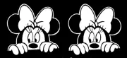 Minnie Peeking TWO 5" White Vinyl Decals Car Truck Window laptop notebook Tablet