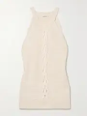 [LAFAYETTE 148] LAFAYETTE 148 - Sequin-embellished Cable-knit Linen-blend Tank - Off-white - x small x small Off-white