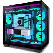 F600 PC Case - Pre-Installed 6 PWM ARGB Fan, ATX Mid-Tower Gaming PC Case, 270°
