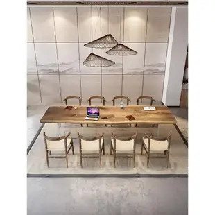現代簡約輕奢亞克力整板實木大板茶桌家用餐桌會議桌長方形原木桌