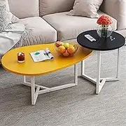 Side Table/End Table,Drop Shape Reception End Table Studio Minimalist Reading Table Set of 2 Accent Table Living Room Metal Frame Nesting Table with Wood Tabletop Coffee Table(#2)