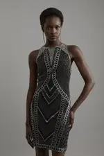 Premium Embellished Sleeveless Cut Out Mini Dress