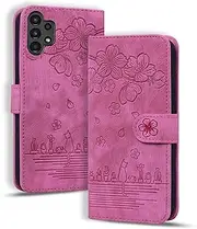 [YBFJCE] Wallet Case for Samsung Galaxy A13 4G/5G,Magnetic Folio PU Leather Case Wallet Flip Cover with Card Holder,Protective Phone Cover for Samsung Galaxy A13 4G/5G,Rose Red