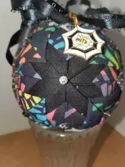 ORNAMENT FABRIC HANDMADE UNIQUE HALLOWEEN SPIDER WEB, WITH SPIDER WEB CHARM