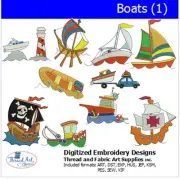 Embroidery Design Set - Boats(1) - 10 designs - 9 Formats - USB stick