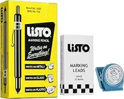 Bundle of Listo 1620 Marking Pencil/Grease Pencils/China Marking Pencils/Wax Pencils - White, Box of 12 With 72 Refills With Bonus Magnetic Memo Clip