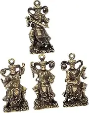 [NUOBESTY] 4pcs Portable Bronze Buddha Statue Diy Pendants Craft Decor Spiritual Home Decor Statue Ornaments