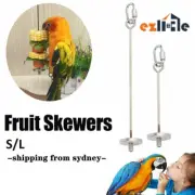 Bird Parrot Cage Skewer Food Meat Stick Spear Fruit Holder Toy Stand Cockatiel