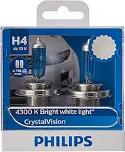Philips CrystalVision H4 Halogen Headlight Globe 12V 60/55W 4300K Twin Pack