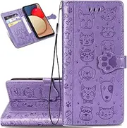 [Ysnzaq] Mobile Phone Case for Motorola Moto Edge 30 Ultra Leather Case, Premium Protective Case Cat Dog Pattern Flip Cases Magnetic Closure Cover for Motorola Edge 30 Ultra/Edge X30 Pro. Cat Dog Purple CD