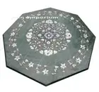 15" green Marble Corner Table Top Design Inlay Coffee side table garden decor