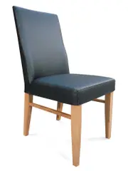 The Contour Mid Back Full Grain Leather Dining Chair BLACK Wheat Leg