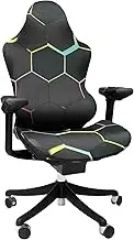 UKQRRTC Gaming Chair Slipcovers, Washable Printed Stretchable Elastic Computer Chair Seat Case with Back and Armrest Cover for Home Office Studio (Black)