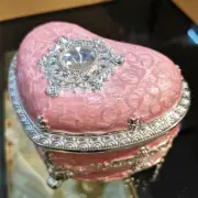 TIN ALLOY PINK HEART WIND UP MUSIC BOX : JINGLE BELL