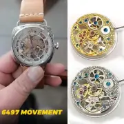 21600 bph Hollow skeleton 6497 movement Hand winding fit for Vintage men's watch