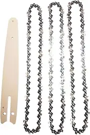 8 Inch Chains and Guide Bar Mini Steel Chains Electric Saw Blade Electric Power Tool Saw Accessory Replacement Wood Cutting