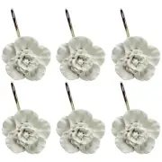 White Flower Shower Curtain Hooks Set of 12 Home Fashion Decorative Rust Proo...