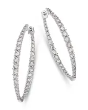 Bloomingdale's Fine Collection Diamond Inside Out Medium Hoop Earrings in 14K White Gold, 3.0 tcw
