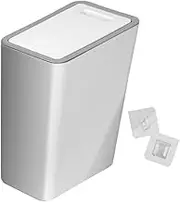 Fenteer Hanging Trash Can Kitchen Wastebasket Slim Narrow Garbage Can Garbage Container Bin for Entryway Garage Office Home Toilet, White, Small